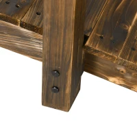 Outsunny 7.5' Wooden Garden Bridge with Planters, Stained Finish Arc Footbridge with Safety Railings for Backyard, Pond Stream, Stained Wood(m-8)