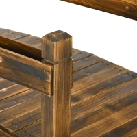 Outsunny 7.5' Wooden Garden Bridge with Planters, Stained Finish Arc Footbridge with Safety Railings for Backyard, Pond Stream, Stained Wood(m-7)
