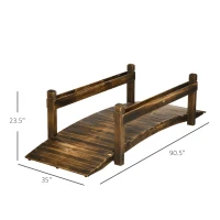 Outsunny 7.5' Wooden Garden Bridge with Planters, Stained Finish Arc Footbridge with Safety Railings for Backyard, Pond Stream, Stained Wood(m-3)