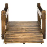 Outsunny 7.5' Wooden Garden Bridge with Planters, Stained Finish Arc Footbridge with Safety Railings for Backyard, Pond Stream, Stained Wood(m-6)