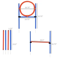 PawHut Dog Agility Training Equipment with Easy 3-Piece Set, Dog Obstacle Course for Backyards of Small Size, Includes Dog Hurdles, Weave poles, Hoop(m-3)