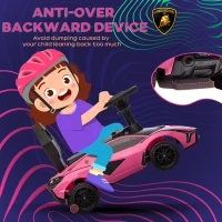 Aosom Licensed Lamborghini SIAN FKP 37 Kids Ride on Push Car, Ride Racer, Foot-to-floor Sliding Car with Music, Headlights, Under Seat Storage, for 18-48 Months, Pink(m-4)