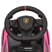 Aosom Licensed Lamborghini SIAN FKP 37 Kids Ride on Push Car, Ride Racer, Foot-to-floor Sliding Car with Music, Headlights, Under Seat Storage, for 18-48 Months, Pink(m-9)