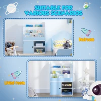 Qaba Toy Storage Organizer, Kids Bookshelf, Freestanding Children Bookcase with Cabinet for Toys Clothes Books, Blue(m-5)