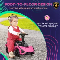 Aosom Licensed Lamborghini SIAN FKP 37 Kids Ride on Push Car, Ride Racer, Foot-to-floor Sliding Car with Music, Headlights, Under Seat Storage, for 18-48 Months, Pink(m-7)