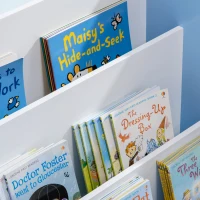 Qaba Toy Storage Organizer, Kids Bookshelf, Freestanding Children Bookcase with Cabinet for Toys Clothes Books, Blue(m-9)