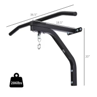 Soozier Heavy-duty Wall Mounted Pull Up Bar with Punching Bag Hanger Boxing Training Hook Black(m-3)