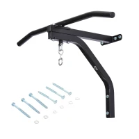 Soozier Heavy-duty Wall Mounted Pull Up Bar with Punching Bag Hanger Boxing Training Hook Black(m-2)