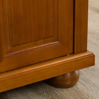 HOMCOM Kitchen Island Table with Stainless Steel Top 2 Drawers 3 Cabinets Spice and Towel Rack Red Brown(m-9)