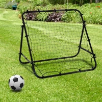 Soozier Rebounder Net Soccer Kickback Target Goal Kids Adults Football Training Aid Multi-Sports Practice Adjustable Black(m-1)