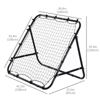 Soozier Rebounder Net Soccer Kickback Target Goal Kids Adults Football Training Aid Multi-Sports Practice Adjustable Black(m-3)