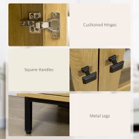 HOMCOM Storage Cabinet Kitchen Sideboard with Glass Doors Metal Legs for Living Room Dining Room Bedroom Oak(m-7)