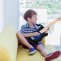 HOMCOM 30 Inch Kids Electric Guitar 3/4 Size Beginner Starter Kit w/ 5W Amplifier, Strap, Strings, Picks, Carrying Case Blue/Black(m-1)