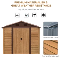 Outsunny 7.7'x6.4' Wooden Garden Shed, Outdoor Tool Storage with Sliding Door, Wood Grain Effect, Space-Saving(m-4)