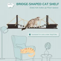 PawHut Wall-Mounted Cat Shelf，37.8" Long Bridge-Shaped Cat Wall Furniture Cat Tree, Kitten Activity Center, Coffee(m-4)