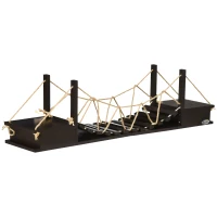 PawHut Wall-Mounted Cat Shelf，37.8" Long Bridge-Shaped Cat Wall Furniture Cat Tree, Kitten Activity Center, Coffee(m-2)