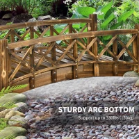 Outsunny 4FT Wooden Garden Bridge, Arc Footbridge with Safety Rails, Outdoor Decorative Landscaping for Pond Backyard Stream, Stained Wood(m-4)