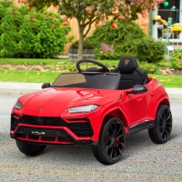 Aosom Kids Electric Ride On Compatible 12V Battery-powered Car Lamborghini Urus Toy for 3-6 Years Old Red(m-1)