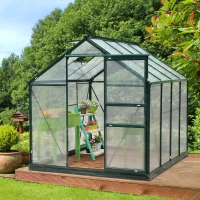 Outsunny 6' x 8' Greenhouse Clear & Twin Wall Panels Green Frame Press to Select(m-1)