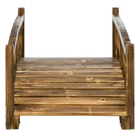 Outsunny 4FT Wooden Garden Bridge, Arc Footbridge with Safety Rails, Outdoor Decorative Landscaping for Pond Backyard Stream, Stained Wood(m-7)