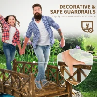 Outsunny 4FT Wooden Garden Bridge, Arc Footbridge with Safety Rails, Outdoor Decorative Landscaping for Pond Backyard Stream, Stained Wood(m-5)