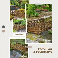 Outsunny 4FT Wooden Garden Bridge, Arc Footbridge with Safety Rails, Outdoor Decorative Landscaping for Pond Backyard Stream, Stained Wood(m-6)