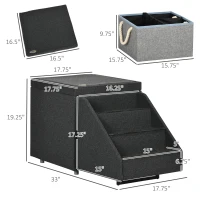 PawHut Multi-purpose Dog Stairs Ottoman, 4-Tier Pet Steps W/ Storage Compartment Cushion, for Small Medium Dogs and Cats(m-3)