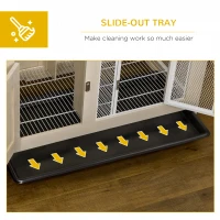 PawHut Small Rabbit Hutch, Indoor Bunny Cage on Wheels, Rabbit Habitat with Openable Top, Pull-Out Tray, Quail Cage Rabbit Cage Inside, 37.5" x 21" x 24.5"(m-6)