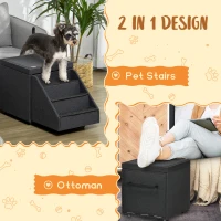 PawHut Multi-purpose Dog Stairs Ottoman, 4-Tier Pet Steps W/ Storage Compartment Cushion, for Small Medium Dogs and Cats(m-5)