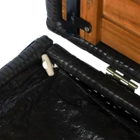 Outsunny Patio Wicker Storage Bench Box, Outdoor Garden PE Rattan Pool Storage Deck Bin Box w/ Natural Wood Top, Lid, Ideal for Storing Tools, Accessories and Toys, Coffee(m-9)