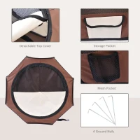 PawHut 37" Folding Portable Pet Playpen Soft Dog Cat Puppy Exercise Kennel Crate with Carrying Bag Brown(m-5)