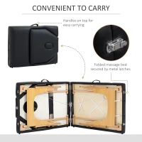 HOMCOM 72Inches Portable Reiki Massage Table 4inch Thickened Pad Folding Adjustable Height Health SPA Tatto Bed Black + Carrying Bag(m-7)