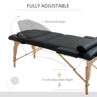 HOMCOM 72Inches Portable Reiki Massage Table 4inch Thickened Pad Folding Adjustable Height Health SPA Tatto Bed Black + Carrying Bag(m-4)