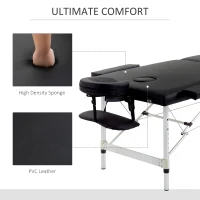 HOMCOM 83" 2 Section Foldable Massage Table Professional Salon SPA Facial Couch Tatoo Bed with Carry Bag Black(m-6)