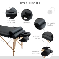 HOMCOM 72Inches Portable Reiki Massage Table 4inch Thickened Pad Folding Adjustable Height Health SPA Tatto Bed Black + Carrying Bag(m-5)