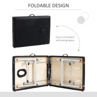 HOMCOM 83" 2 Section Foldable Massage Table Professional Salon SPA Facial Couch Tatoo Bed with Carry Bag Black(m-7)