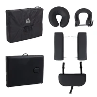 HOMCOM 83" 2 Section Foldable Massage Table Professional Salon SPA Facial Couch Tatoo Bed with Carry Bag Black(m-9)