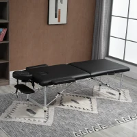 HOMCOM 83" 2 Section Foldable Massage Table Professional Salon SPA Facial Couch Tatoo Bed with Carry Bag Black(m-1)