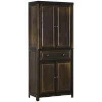 HOMCOM 72.5" Pinewood Large Kitchen Pantry Storage Cabinet, Freestanding Cabinets with Doors and Shelves, Dining Room(m-1)