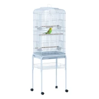 PawHut 60" Bird Cage Macaw Cockatoo House Parrot Play Top Finch Pet Supply with Wheels White(m-2)