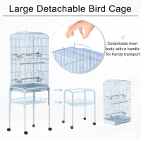 PawHut 60" Bird Cage Macaw Cockatoo House Parrot Play Top Finch Pet Supply with Wheels White(m-3)