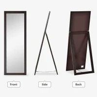 HOMCOM 58" x 20" Full Length Mirror with Frame, Floor Standing Mirror, Rectangular Full Body Mirror for Bedroom, Living Room, Brown(m-4)