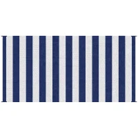 Outsunny Reversible Outdoor Rug, 9' x 18' Waterproof Plastic Straw Floor Mat, Portable RV Camping Carpet, Large Floor Mat for Backyard, Deck, Picnic, Beach, Blue & White Striped(m-9)
