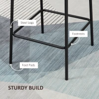 HOMCOM Bar Stools Set of 2, Upholstered Counter Height Bar Chairs, 26" (66 cm) Kitchen Stools with Steel Legs for Dining Area, Kitchen Aisle, Coffee(m-6)
