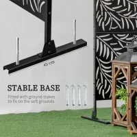 Outsunny Metal Outdoor Privacy Screen, Decorative Outdoor Divider with Stand and Expansion Screws, Freestanding Privacy Panel for Garden Deck Pool Hot Tub, Willow Branch Style(m-5)