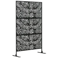 Outsunny Metal Outdoor Privacy Screen, Decorative Outdoor Divider with Stand and Expansion Screws, Freestanding Privacy Panel for Garden Deck Pool Hot Tub, Willow Branch Style(m-2)