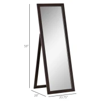 HOMCOM 58" x 20" Full Length Mirror with Frame, Floor Standing Mirror, Rectangular Full Body Mirror for Bedroom, Living Room, Brown(m-3)