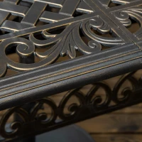 Outsunny 7 Pieces Patio Dining Set with Umbrella Hole, Cast Aluminum Outdoor Patio Furniture Set with 6 Cushioned Chairs and Rectangle Dining Table, for Garden, Lawn, Deck, Khaki(m-9)