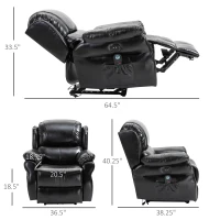 HOMCOM Vibration Massage Recliner Chair for Living Room with Heat,   Single Sofa, PU Leather Power Reclining Chair, Home Theater Seating with Footrest, Black(m-3)
