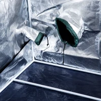 Outsunny 4' x 4' x 6.6' Waterproof Reflective Room Indoor Oxford Cloth Black/White(m-6)